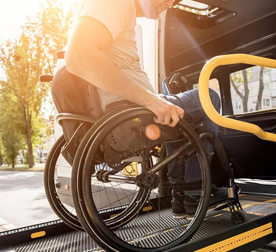 Accessible wheelchair transportation service offering safe and reliable travel for individuals with mobility needs.